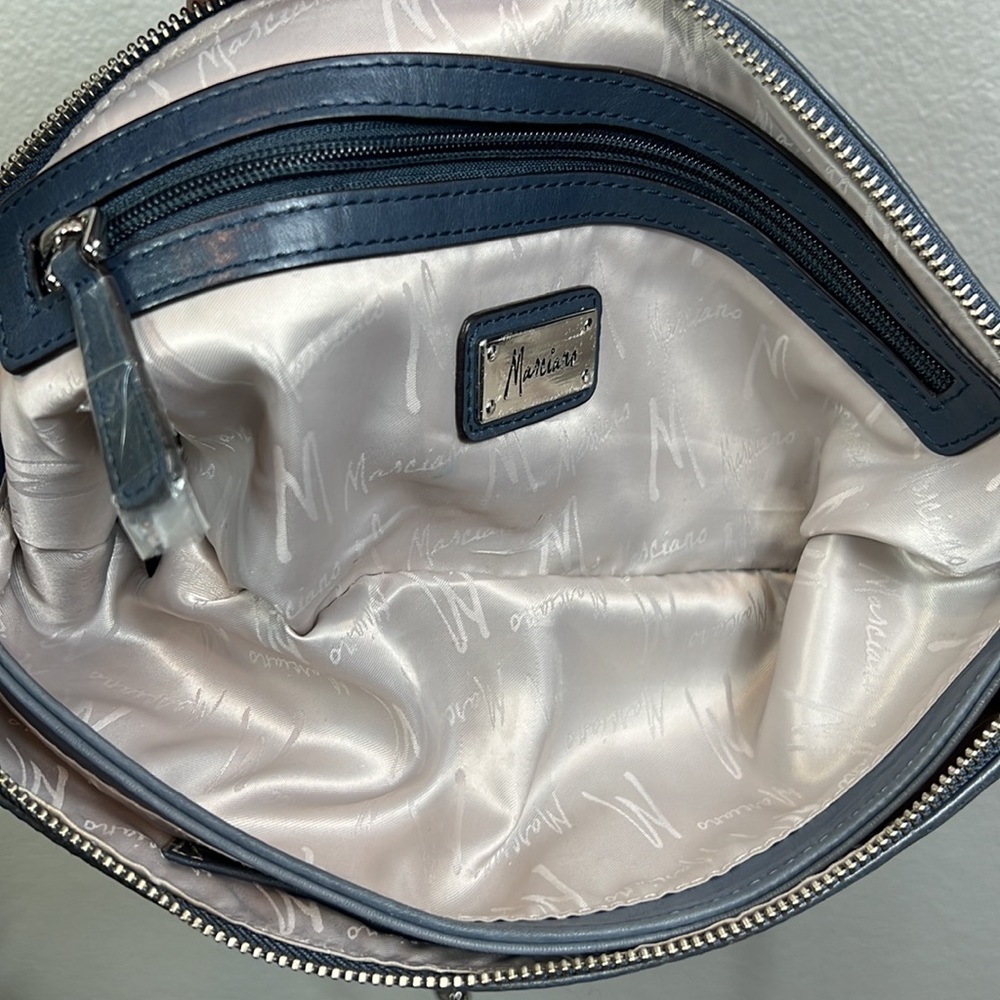 Marciano Leather Shoulder Bag Clutch Chunky Chain Studded Gray - Picture 13 of 15